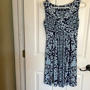 Lands End size xs 2-4 floral blue dress